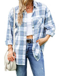 Blue Oversized Flannel Button Down (Small)