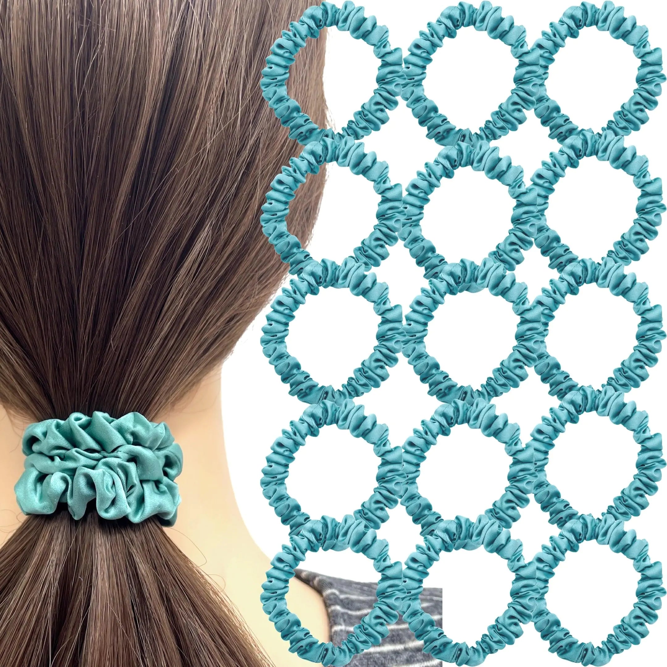 15 Pcs Skinny Satin Scrunchies