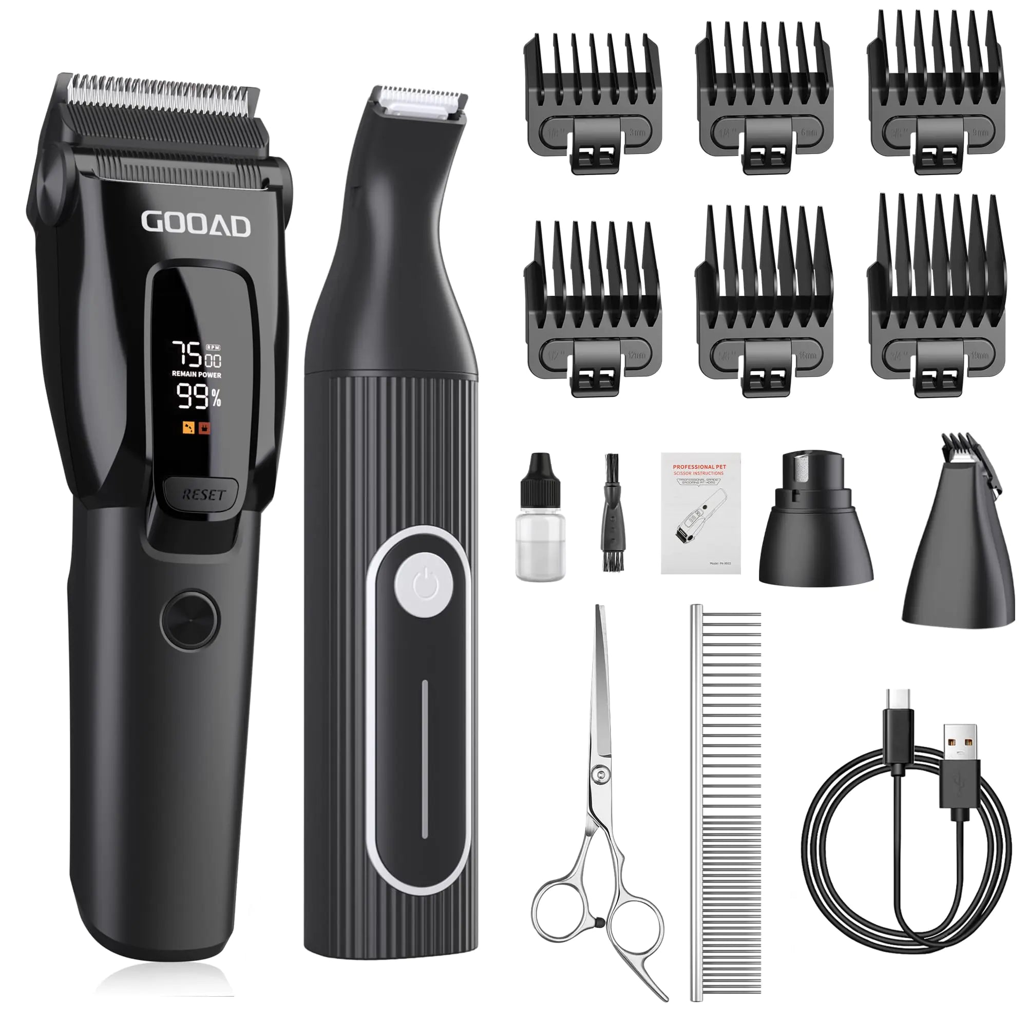 3-Speed Dog Grooming Clippers for Thick Coats
