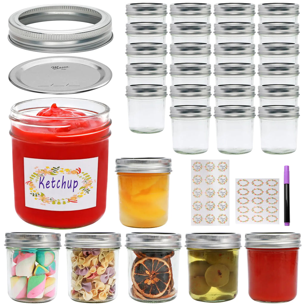 6 OZ Glass Mason Jars with Lids (Set of 30)