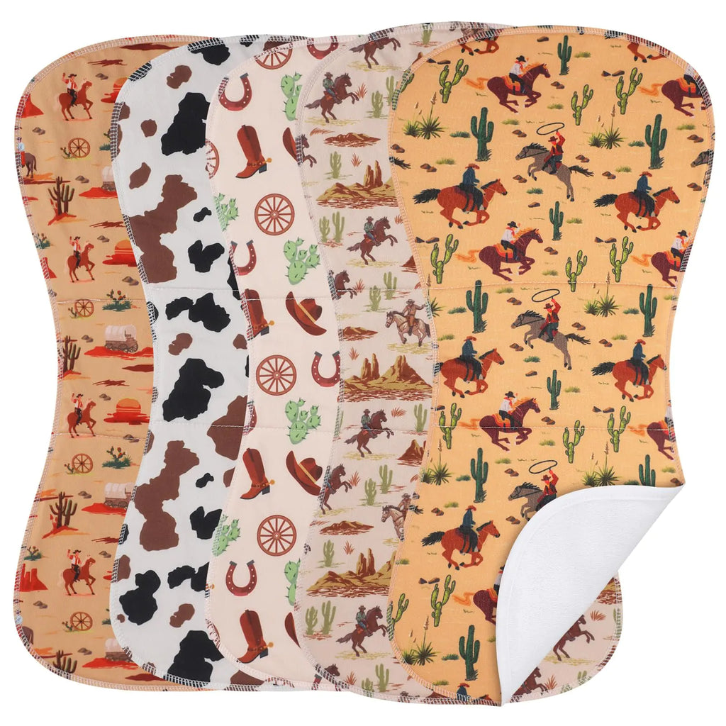 5 Pack Western Baby Burp Cloths